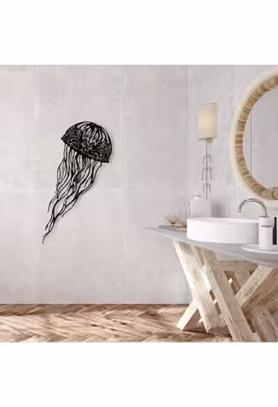 Une élégante sculpture murale en métal représentant une méduse apporte une touche marine sophistiquée à votre intérieur. #...