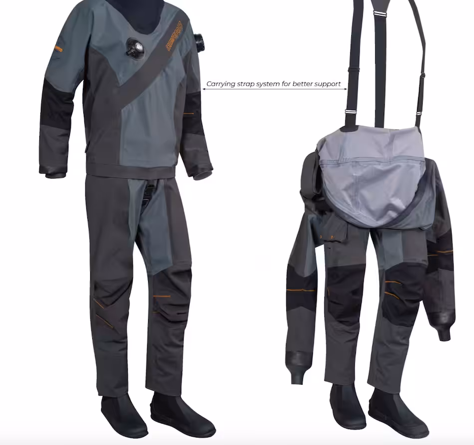 Combinaison de plongée technique offrant confort et protection pour les explorations sous-marines.