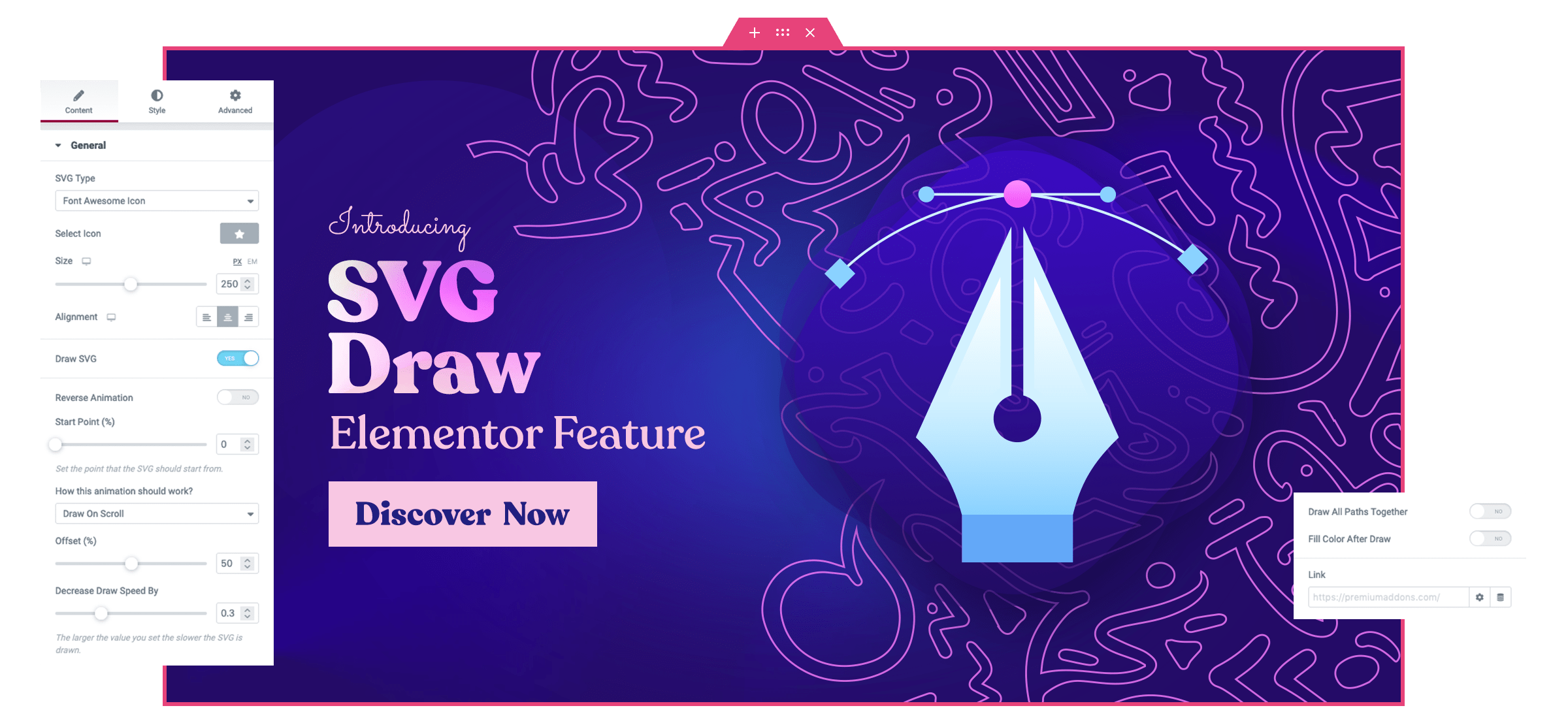 svg draw elementor global addon