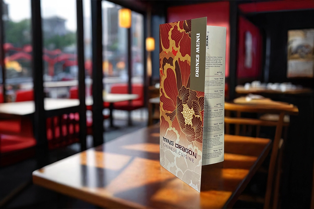 6pp brochure menu in synthetic stock