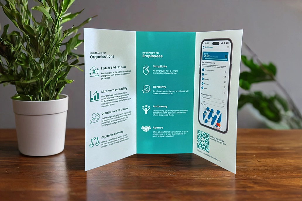 6pp DL brochure roll fold in matt coated stock