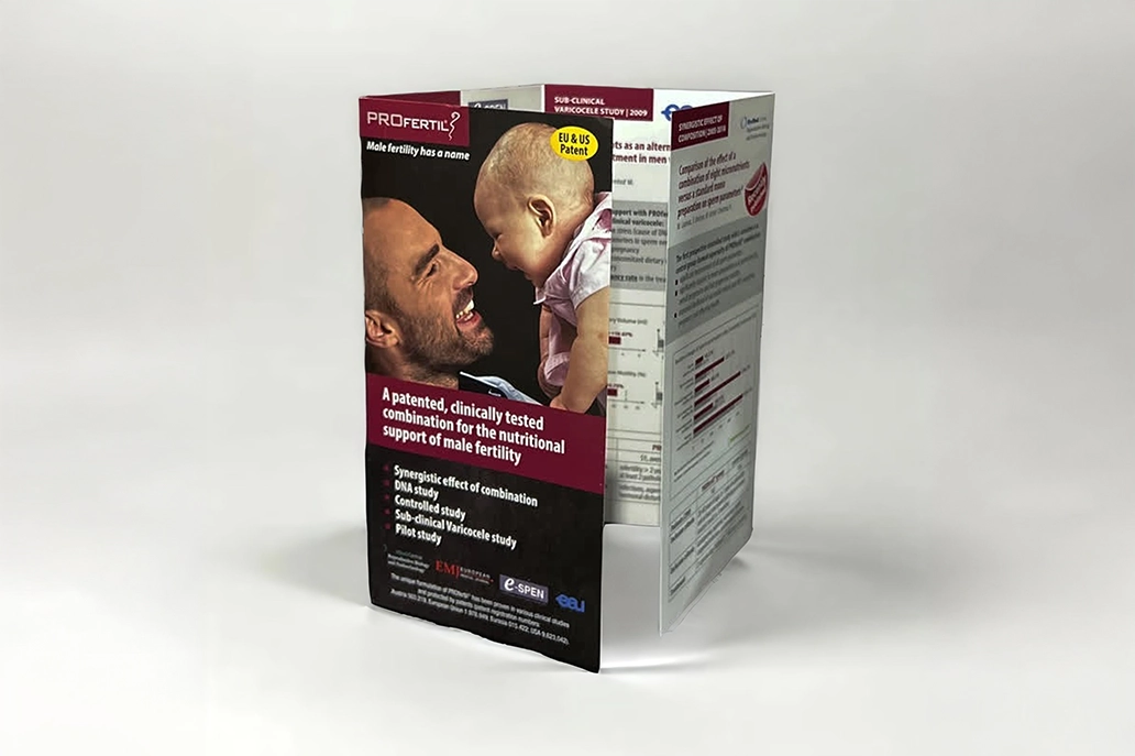 8pp DL brochure in roll fold in matt coated stock