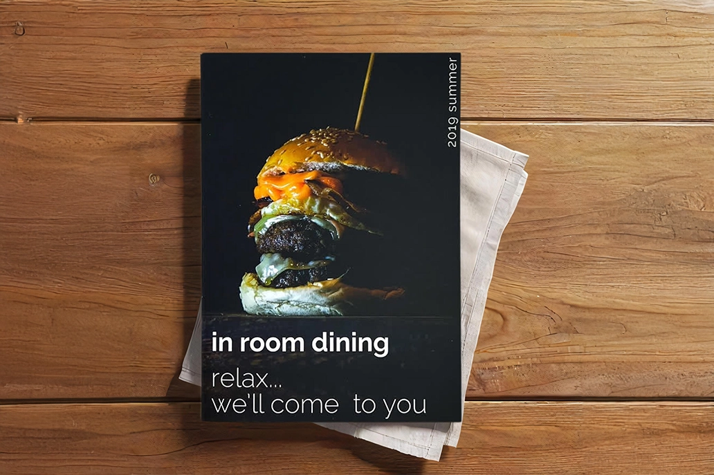 A5 menu postcard with soft velvet lamination