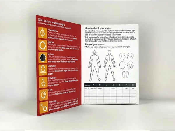 A5 folded to A6 portrait 4pp brochure printed on 290gsm carta solida board
