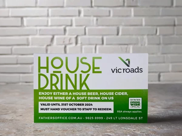 Business card sized voucher in matt coated stock