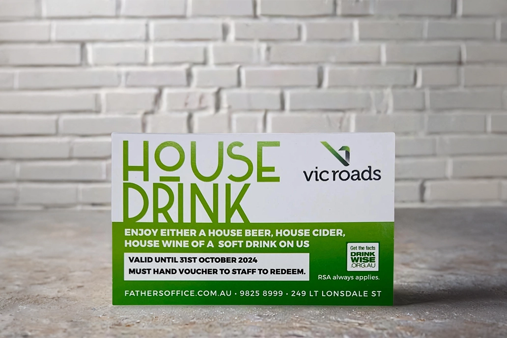Business card sized voucher in matt coated stock