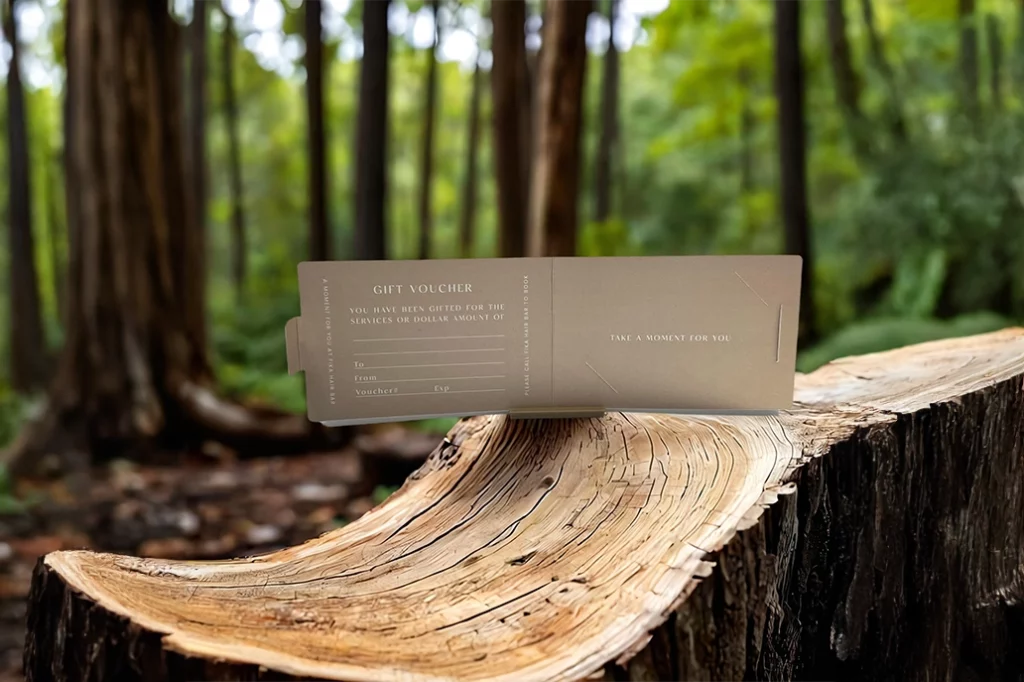 Gift_Voucher_UC_Cobb_Lane Folded gift voucher in uncoated stock