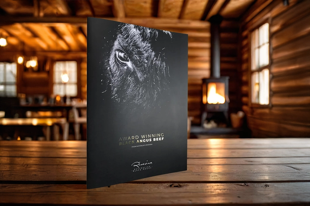 Saddle stitched booklet with gold foil in the cover