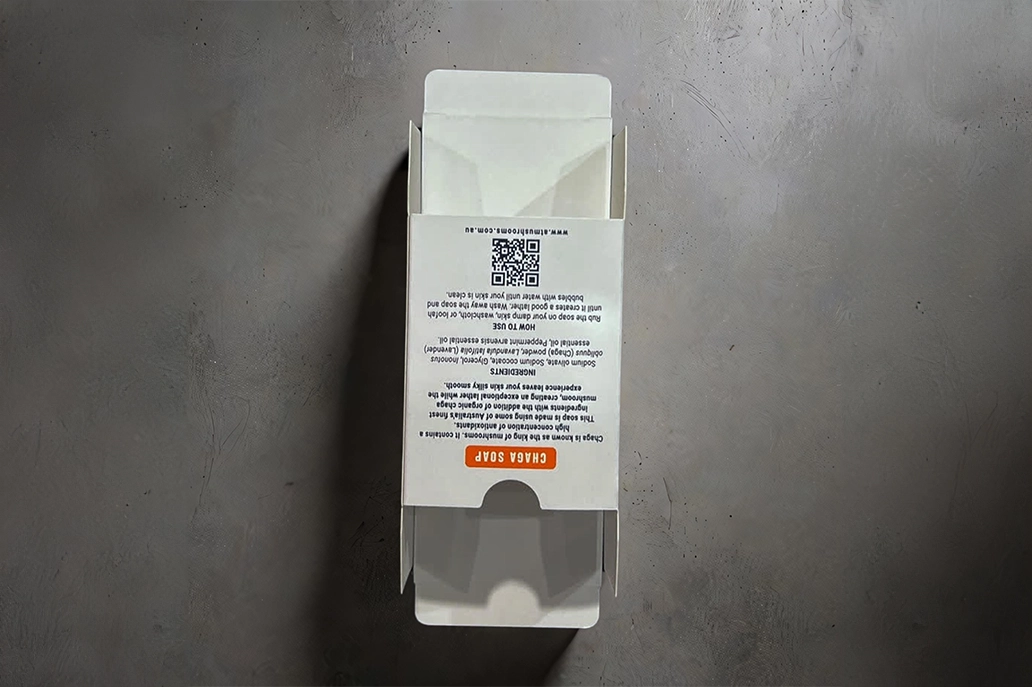 Soap box with aerotuck to back made with bleach board