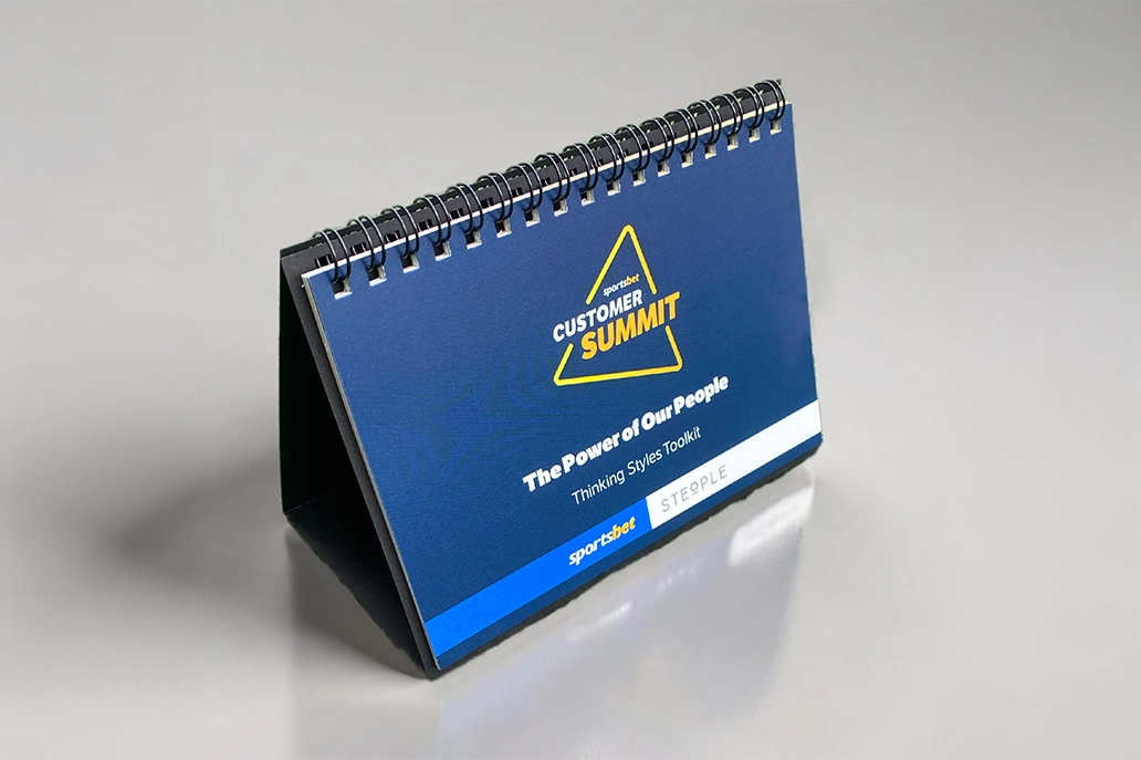 Wire bound desktop calendar