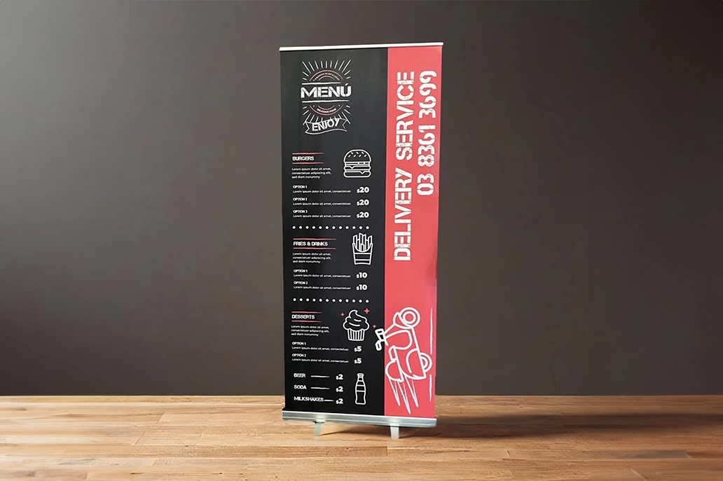 Classic single sided pull up banner menu