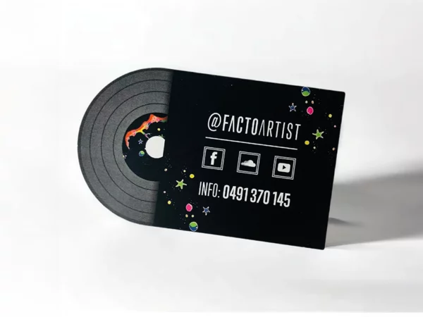 Half circle business card in 350gsm matt coated stock