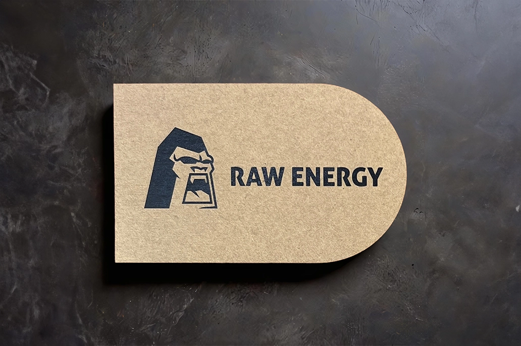 Kraft business card in half circle