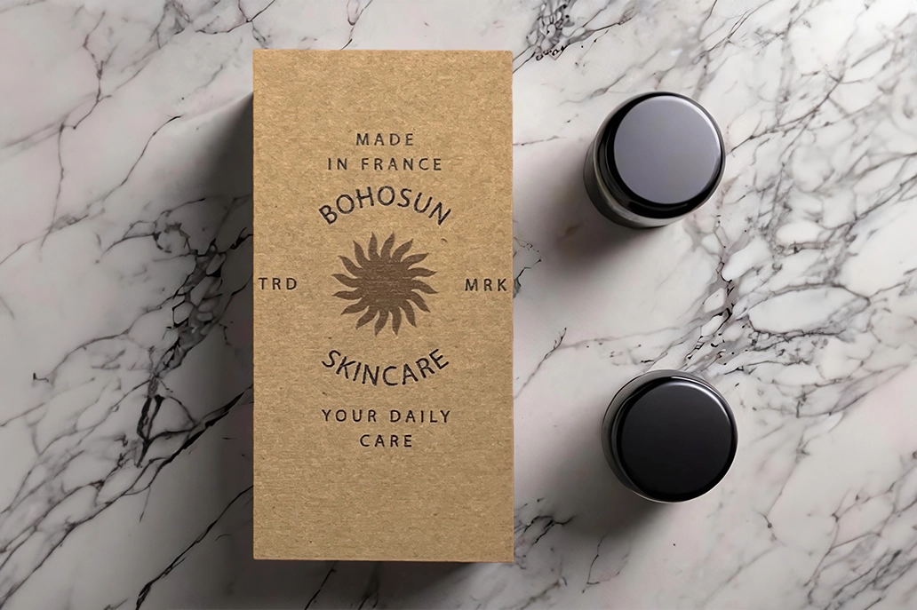 Kraft business card in straight cut shape