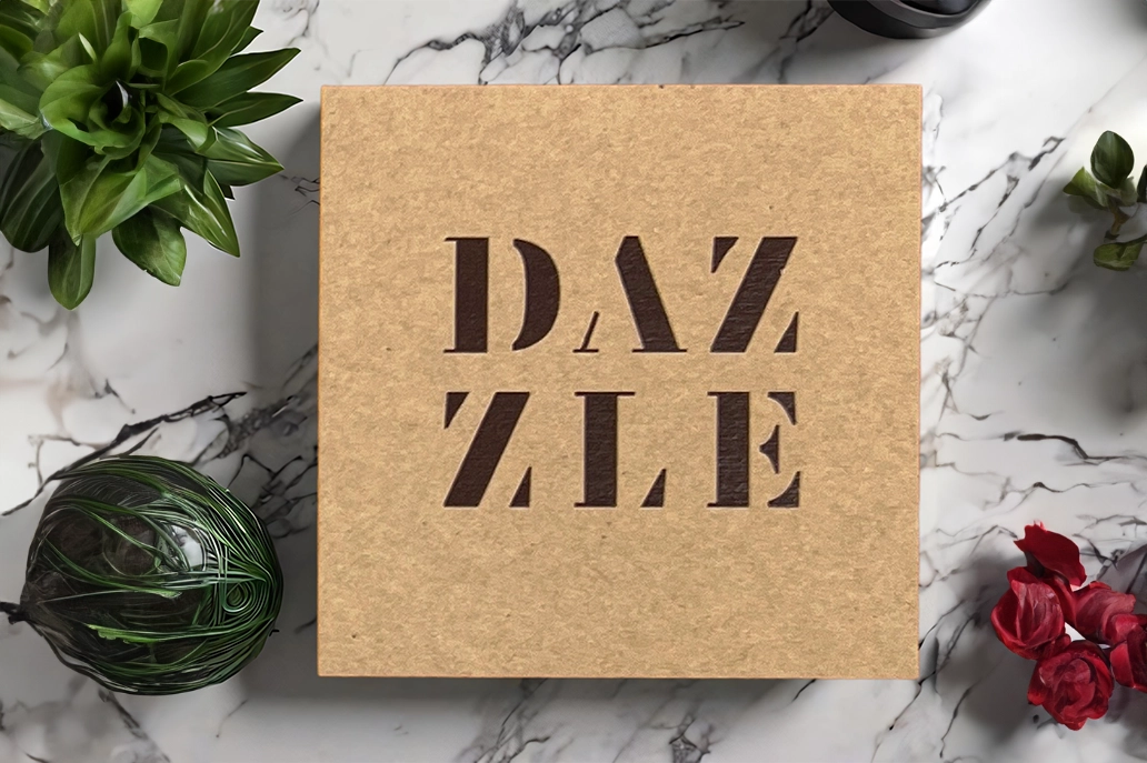 Kraft business card in straight cut shape
