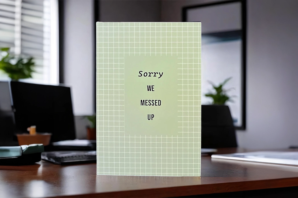 Nurture card that says "Sorry we messed up"