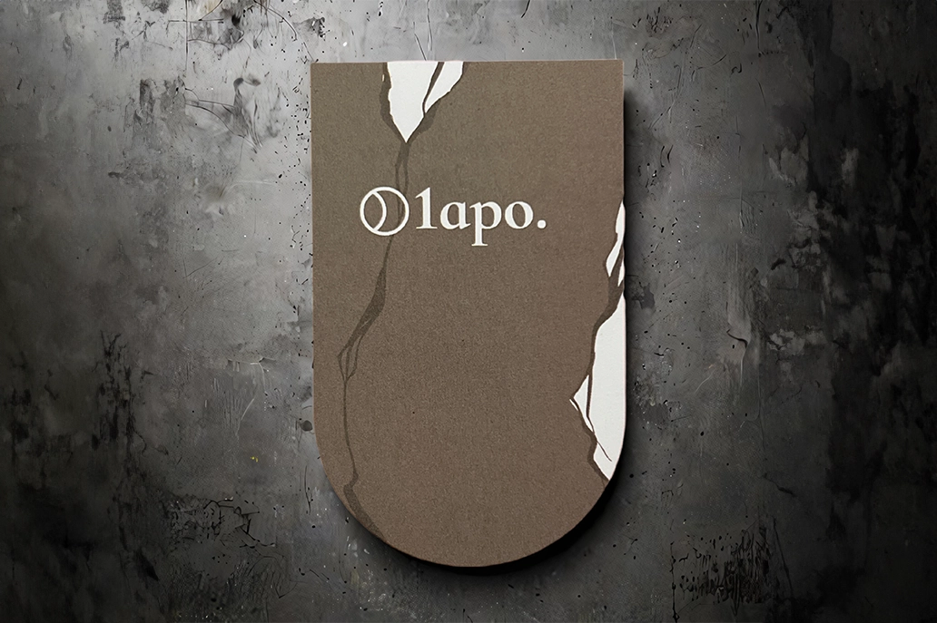Recycled business card in half circle