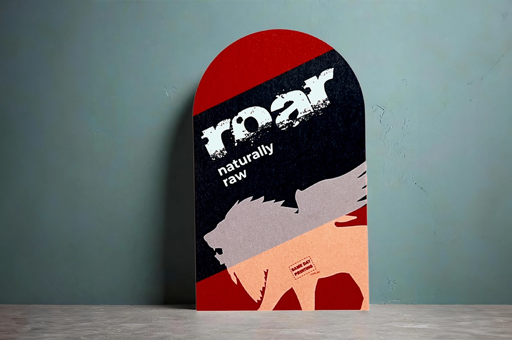 Recycled business card in half circle