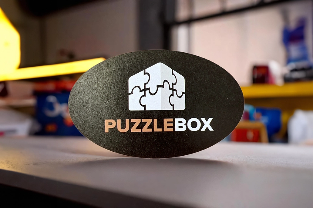 Recycled business card in oval