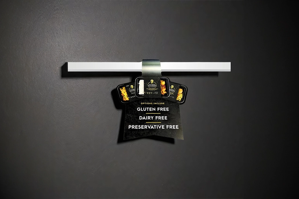 Top banner shelf wobbler with gloss lamination