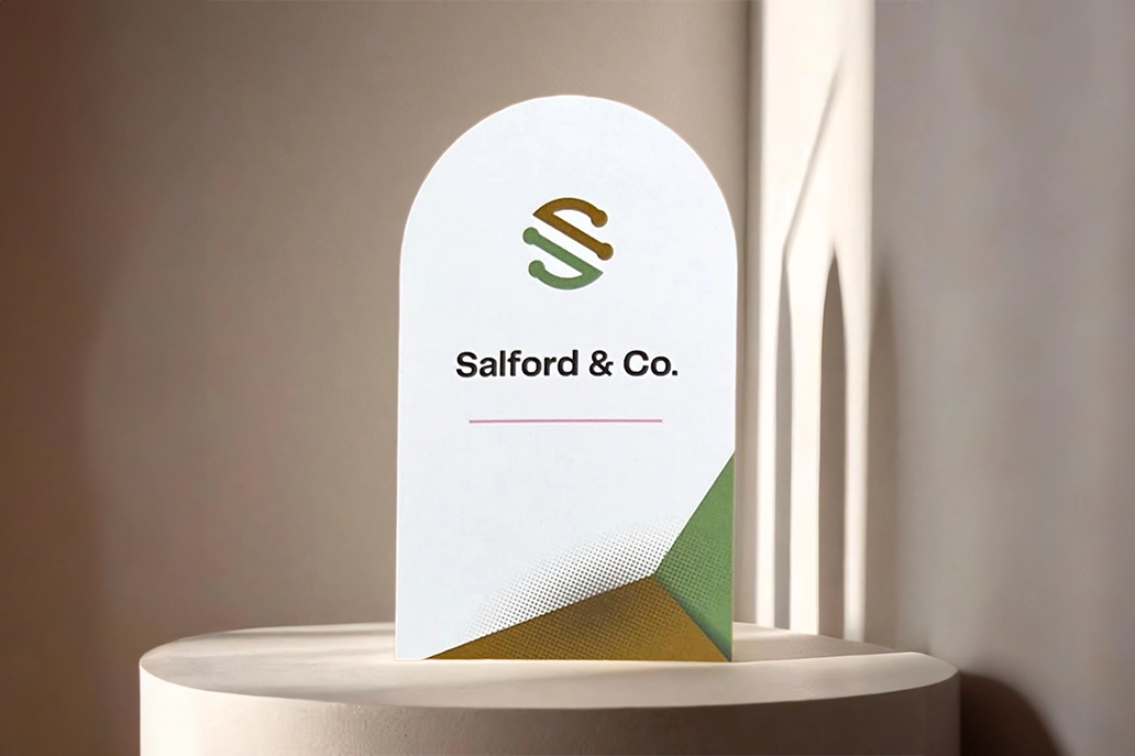 Uncoated half circle or arch business card