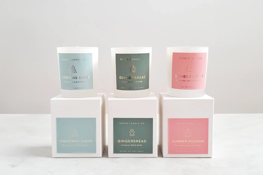 Candle label with gold foil