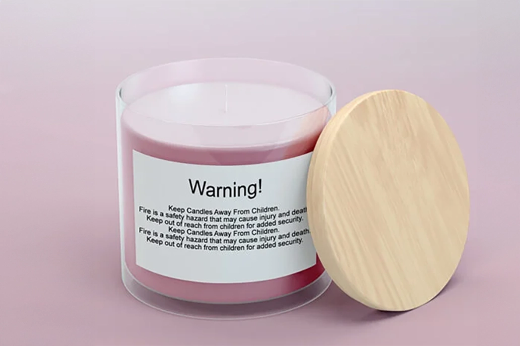 Candle warning label