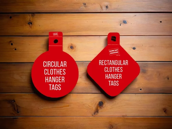 Circular and square clothes hanger tags