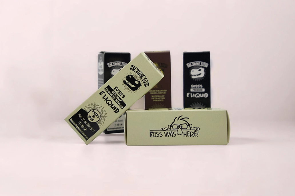 E liquid boxes with gold foil