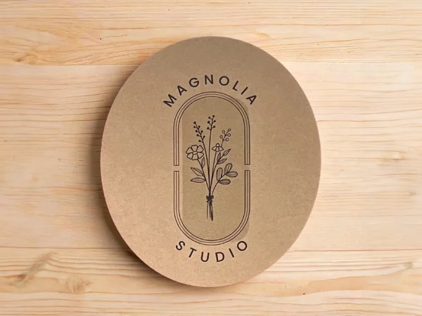 Oval shaped marketing card in kraft stock