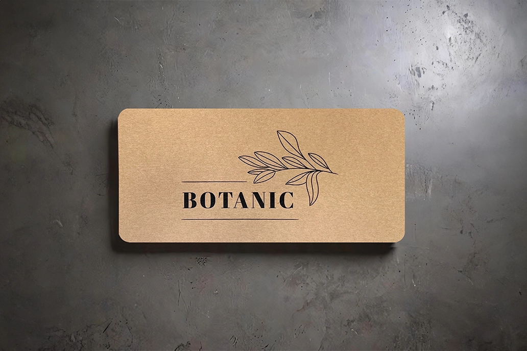 Slim rectangular round corner marketing card in kraft stock