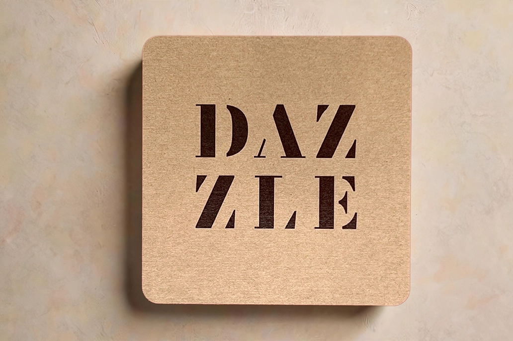 Square round corner marketing card in kraft stock