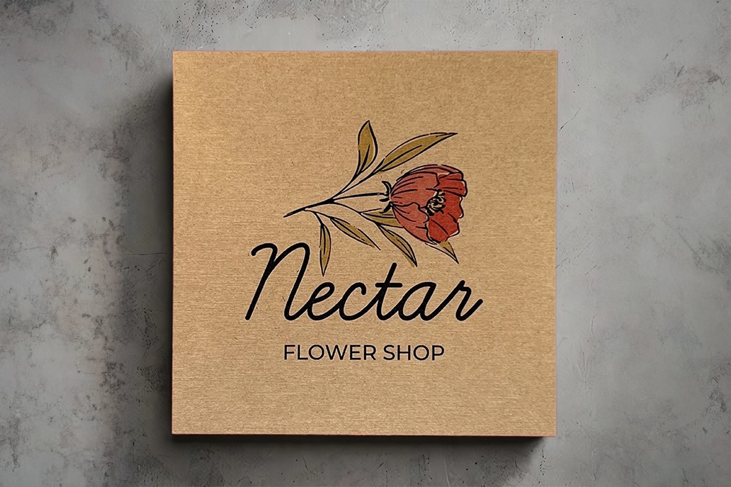 Square straight cut marketing card in kraft stock