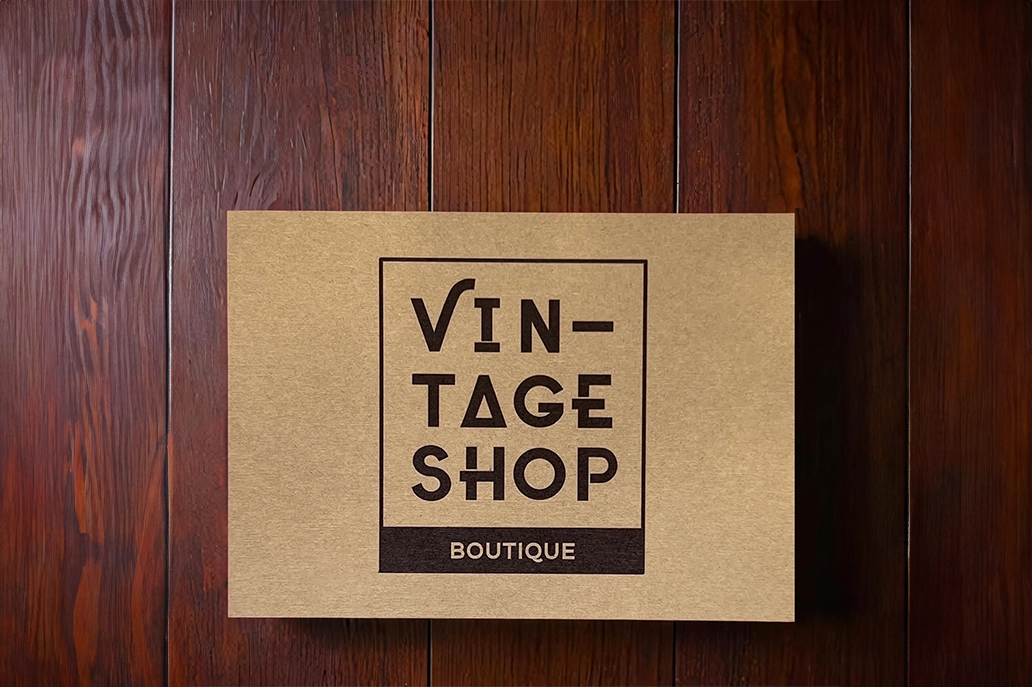 Straight cut marketing card in kraft stock