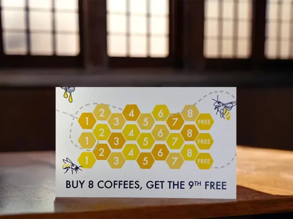 Loyalty card in straight card in uncoated stock