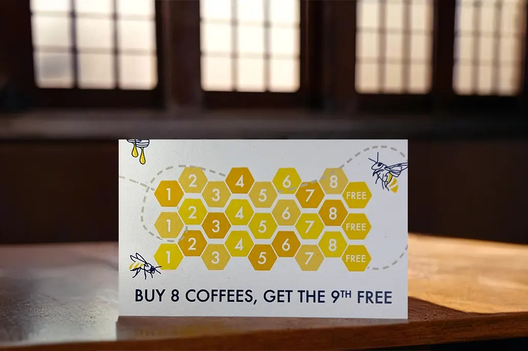 Loyalty card in straight card in uncoated stock