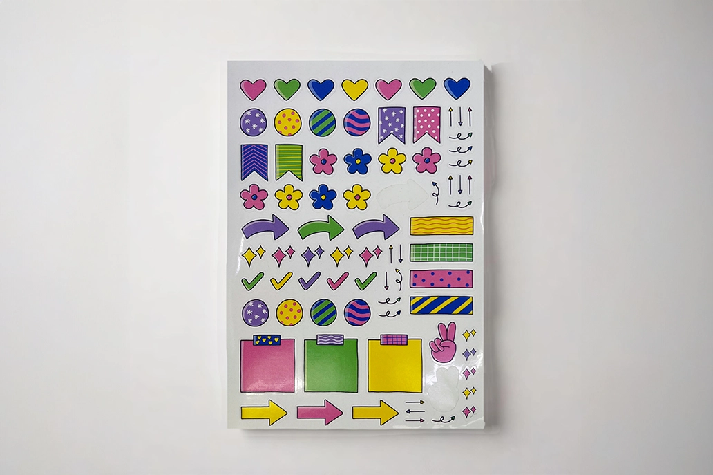 Multi shaped paper sticker in sheet