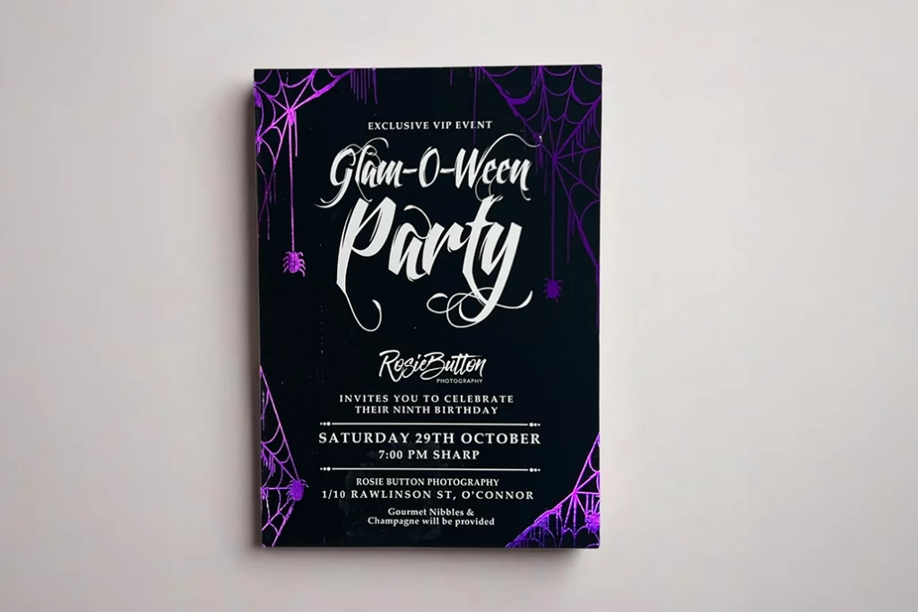 Straight_Cut_Marketing_Card_Foil_Purple Straight cut marketing card in purple foil