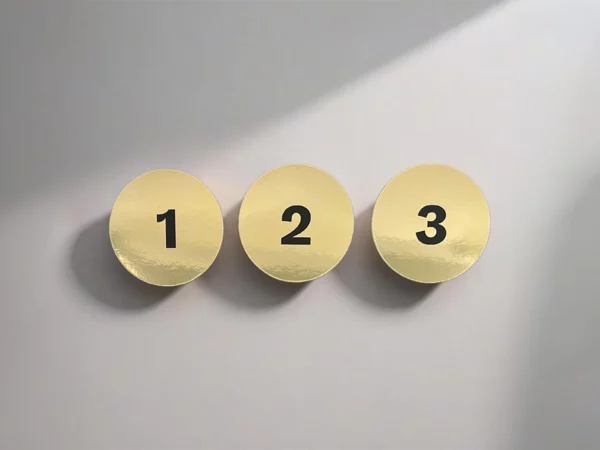 Foiled in gold circle marketing card