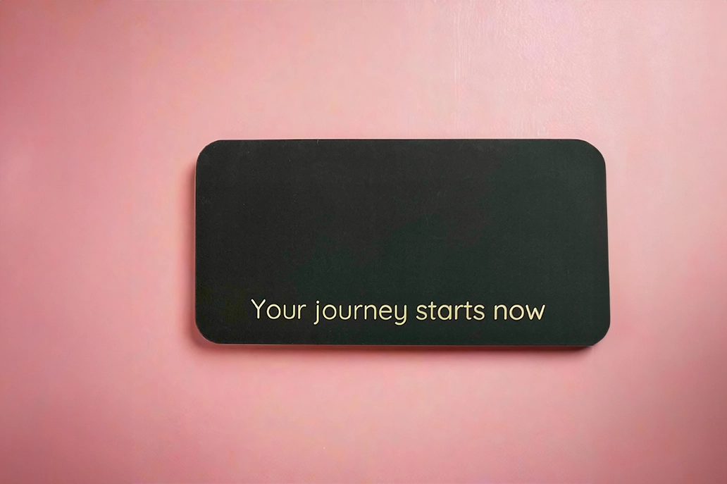 Foiled in gold round corner marketing card