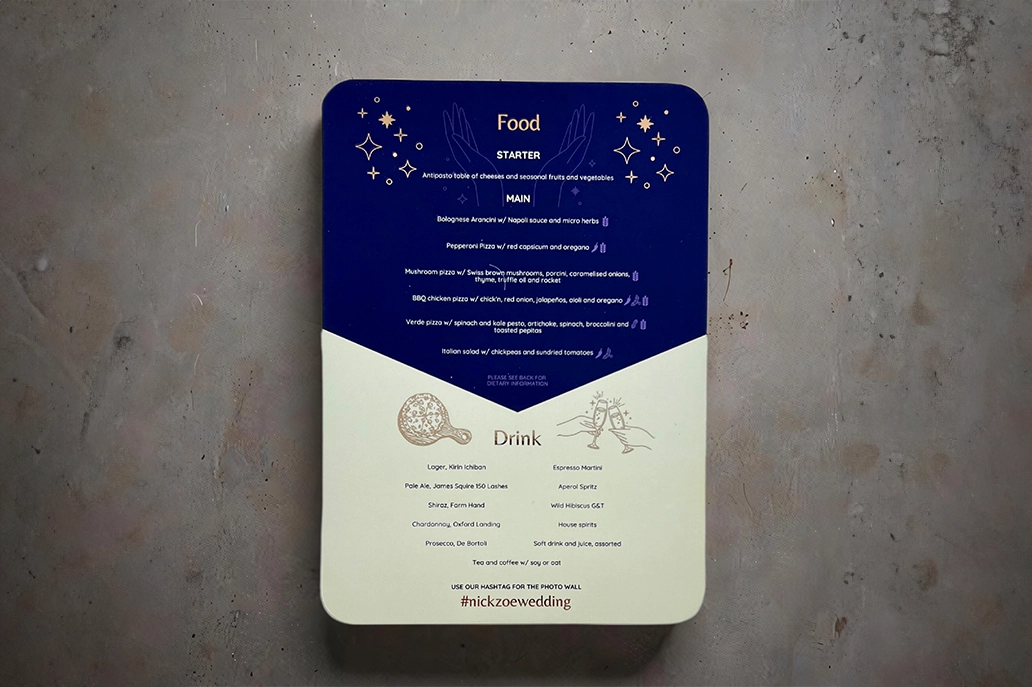 Round corner marketing card with gold foil
