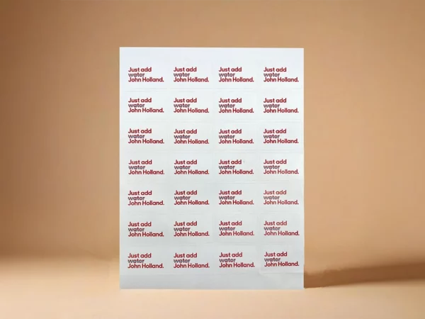 Rectangular paper sticker in sheet