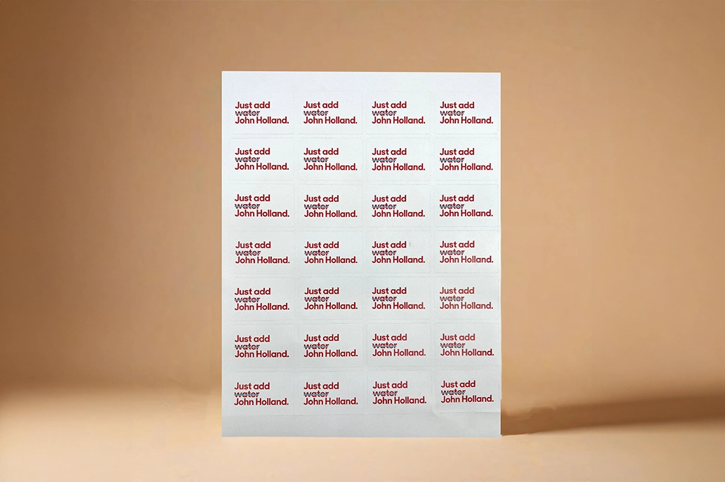 Rectangular paper sticker in sheet