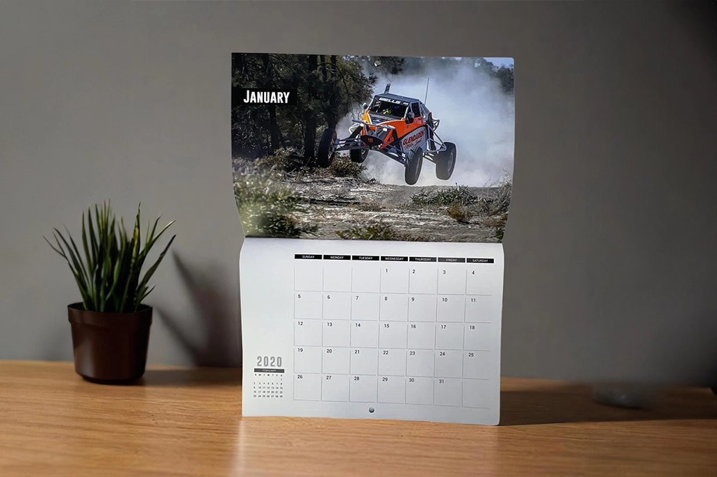 Saddle stitched wall calendar