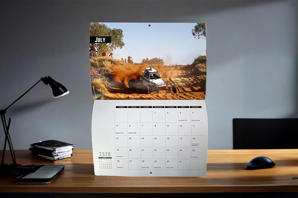 Saddle stitched wall calendar