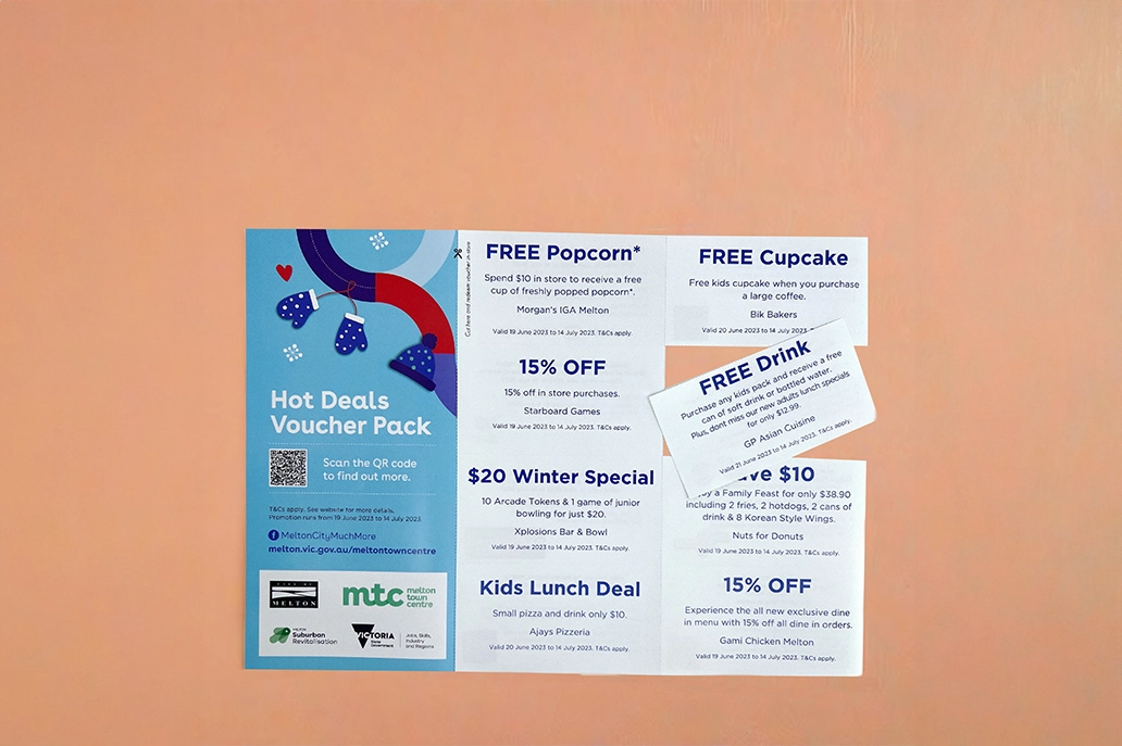 Custom brochure with perforation for vouchers