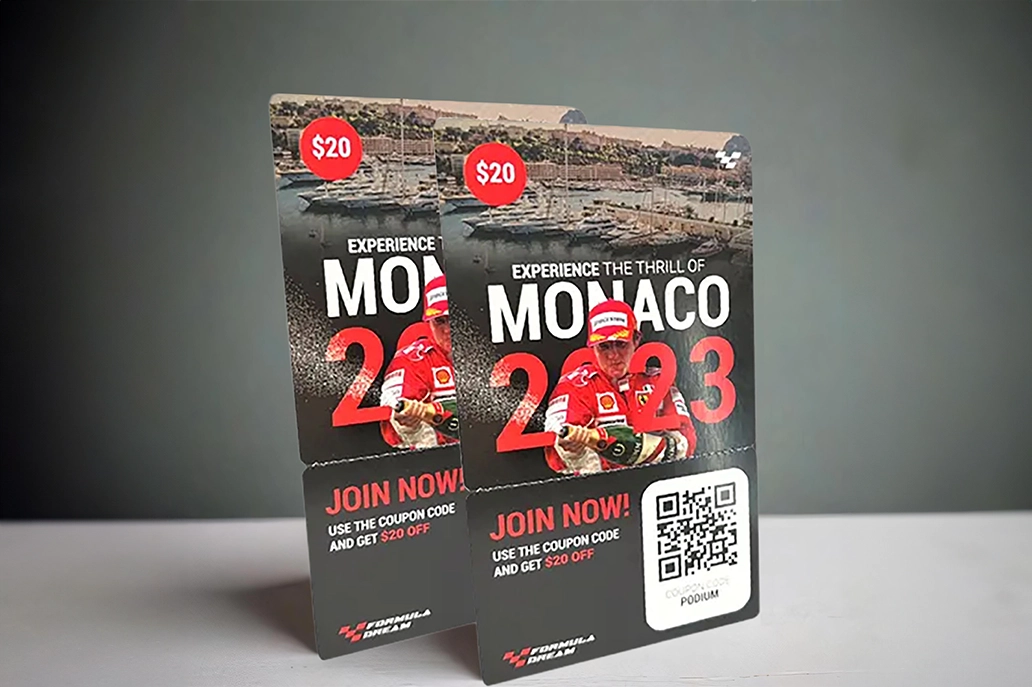 Tear off promo card in gloss coated stock
