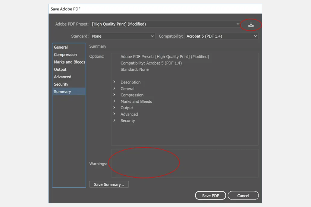 Define a PDF Preset - Step 4 Define a PDF Preset - Step 4