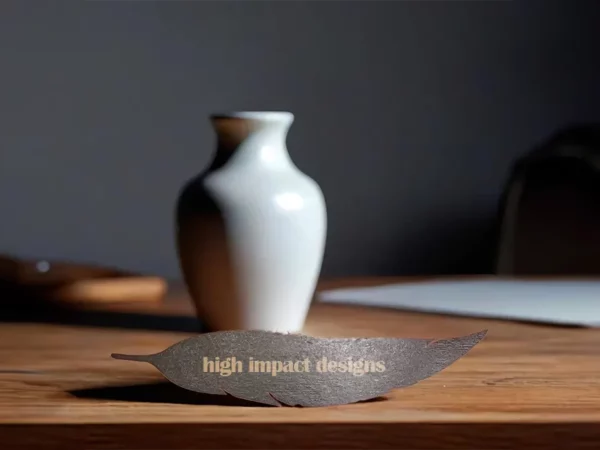 Custom shaped feather marketing card in kraft stock