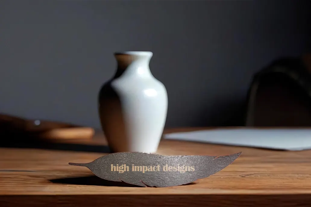 Custom shaped feather marketing card in kraft stock